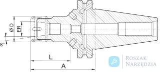 Oprawka do tulej.zaciskowy ,40.521.16.3 JISB6339ADB BT40-ER16 dluga,HAIMER