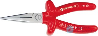 Szczypce półokrągłe "Langbeck"dla mechaników VDE 1000V długie L=160mm ; chrom./izolow. STAHLWILLE