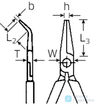 Szczypce półokrągłe odgięte 45st. VDE 1000V 200mm z ostrzem tnącym (radio/tel.); chrom./izolow. STAHLWILLE