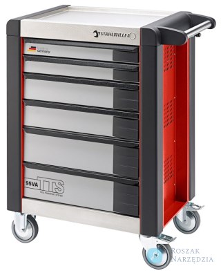 Wózek warsztatowy TTS 6-szufl. czerwony z nakładkami, 1021x823x 497 mm; max obciążenie: 30kg na szufladę; 750 kg na wózek STAHL