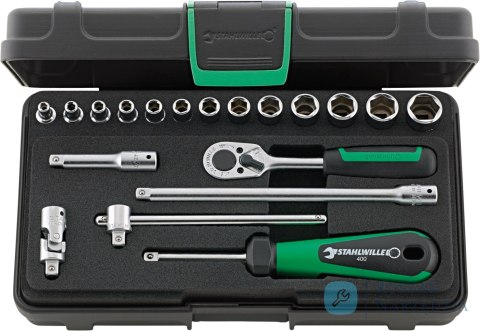 Zestaw narzędzi 1/4" grzechotka+nasadki 6-kąt 3,5-13mm+akcesoria, 19-el.w walizce ABS STAHLWILLE