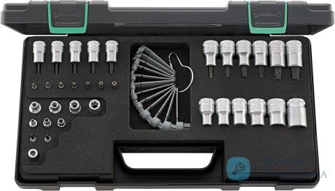 Zestaw narzędzi TORX 1/4",3/8" i 1/2" 35-elementy w walizce ABS STAHLWILLE