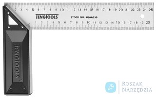 Kątownik stolarski z połączeniem uciosowym i przykładnią z tworzywa sztucznego 250 mm SQAA250 Teng Tools