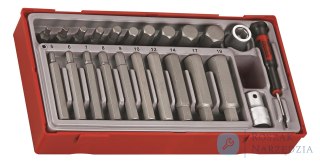 Nasadki trzpieniowe z grotami sześciokątnych, w zestawie. Z chwytem □½". Teng Tools TTHEX3